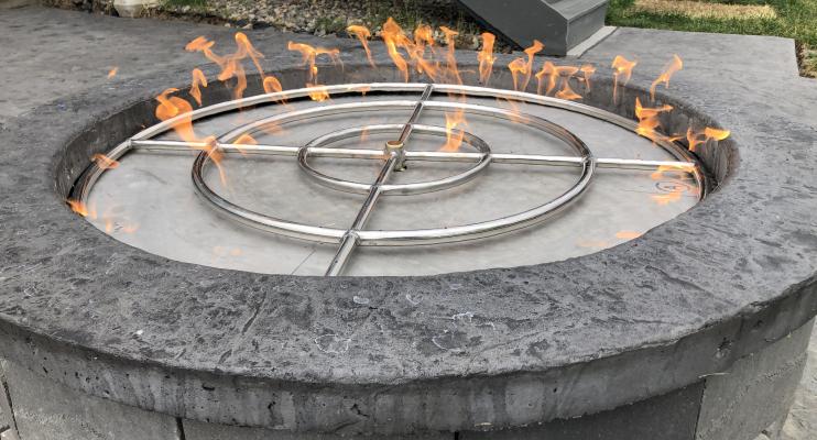 Horejsi Project Stamped Concrete Patio Gas Fire Pit Sitting Wall